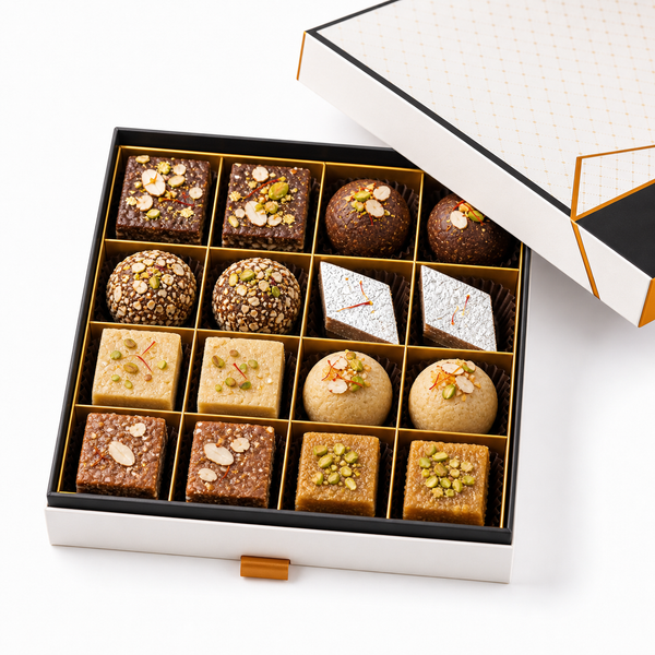 Founder's Dabba — mixed box of 15 assorted protein mithai, gift-packaged